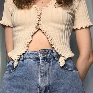 Beige Open-Front Cardigan